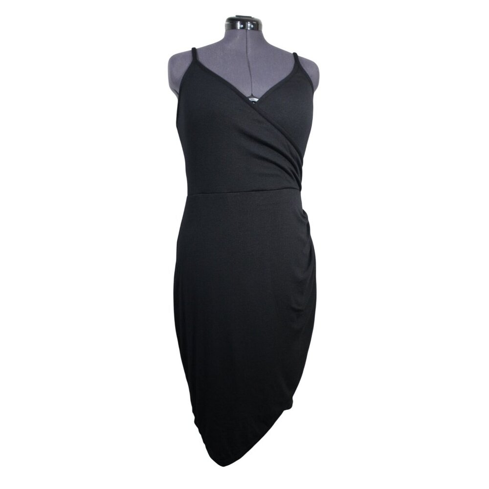 Goldray Stitch fix women's Fraidy soft rib knit faux wrap‎ front v-neck dress L